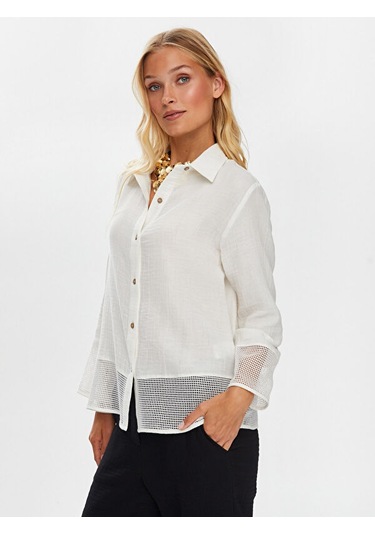 File Detaylı Müslin Gömlek S25gml033 Us25gml03373 Ekru