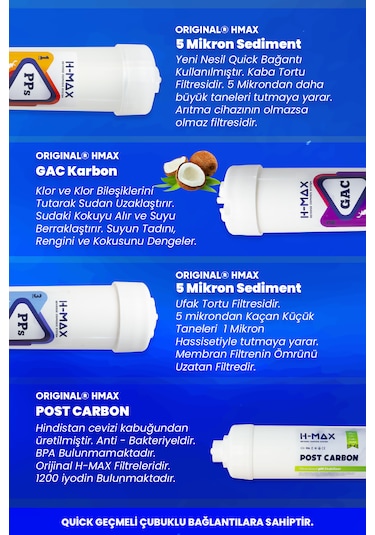 Mineral Filtreli Kapalı Kasa Su Arıtma Cihazı 6 Lı Filtre Seti