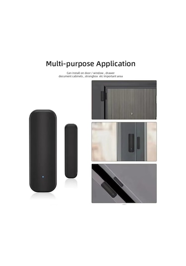 Yaozixa Ev Güvenliği Wifi Pencere/kapı Sensörü - Açık/kapatma Tespiti, Uzakdan Bildirim, Kolay Kurulum, Siyah 1 Adet, Pil Hariç