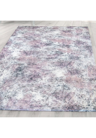 Nur Home Pudra-Gri Süngerli Kadife Lastikli Halı Örtüsü, Nrh-62 Çok Renkli