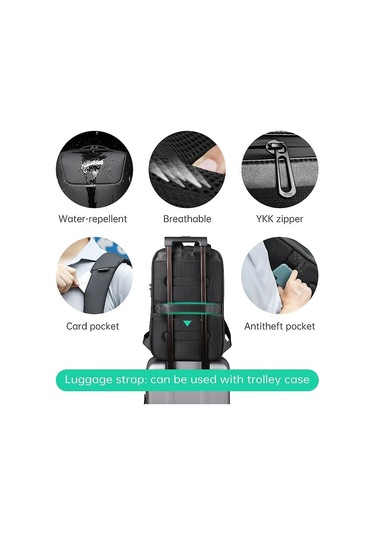 Mark Ryden MR9116 15.6" Kilitli USB Portlu Laptop Sırt Çantası Siyah