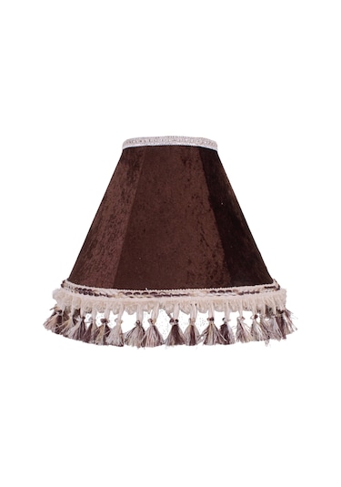 Dekovien Gümüş Metal Ayak Kahverengi Abajur Vintage Salaon Ve Yat Diğer