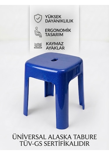 Mavi, Plastik Alaska Model Sağlam Tabure 36x36x46cm