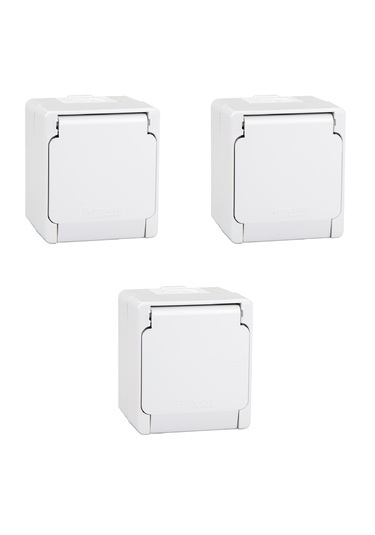 Schneider NML3100133 Nemliyer Kapaklı Priz Gri 3'lü