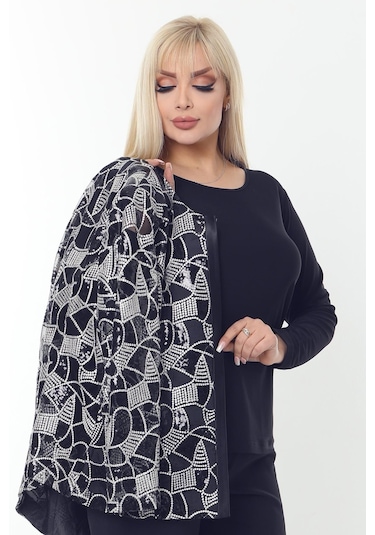 Büyük Beden 3784 Lacivert Ceket+bluz Takım 001