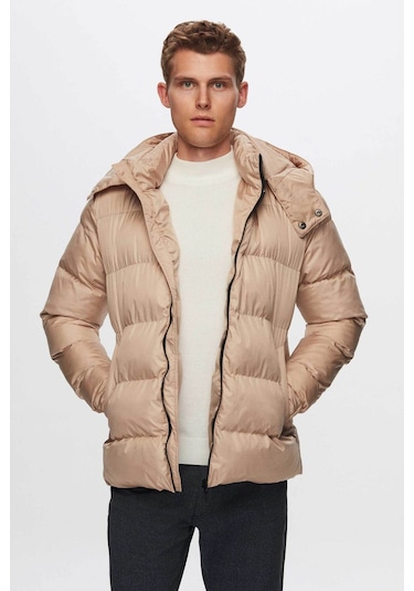 Ds Damat Regular Fit Vizon Rüzgar Geçirmez Yoğun Elyaf Dolgulu Sıcak Tutan Çıkarılabilir Kapüşonlu K 1HF07ORT09020 Vizon