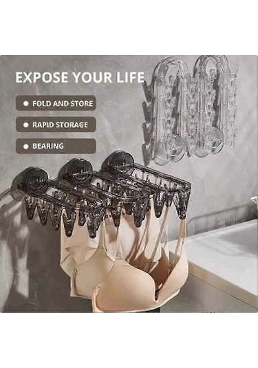 Ganzhoushop 1 Adet Banyo Vantuzlu Kurutma Rafı Katlanır Çorap Kurutma Rafı Ev Giysi Rafı Çoklu Klipsli Kurutma Çorapları Eser, A Çok Renkli