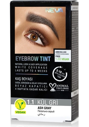 Neva Eyebrow Tint Vegan Kaş Boyası 1.1 Küllü Gri 15 ML