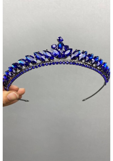 FdayAksesuar Gelin Saç Aksesuarı Saks Mavi Ece Model Ince Gelin Kına Tacı FRDY31648