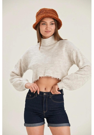 Alexander Gardi Alexandergardı Boğazlı Crop Kazak B22-5752 Bej