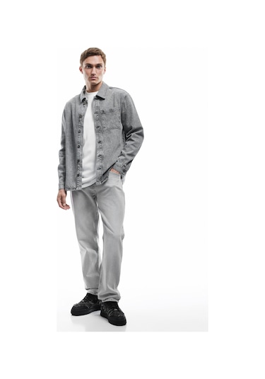 Koton Pamuklu Normal Bel Vintage Straight Fit Jean Pantolon Gri 6wam40060nd Gri