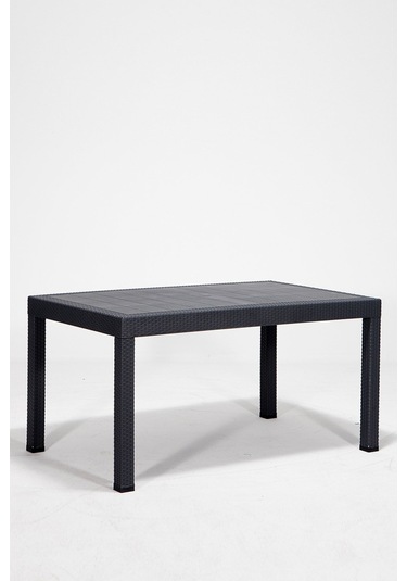 Rattan Lüx 90x150 Bahçe&Balkon&Teras Masa Seti - Antrasit