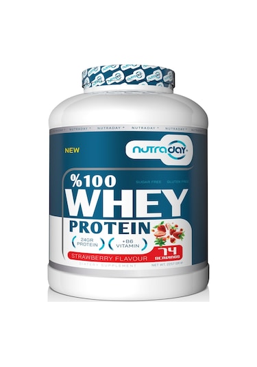 Whey Protein 2257 Gr Çilek Aromalı Protein Tozu 24 Gram Protein 74 Servis