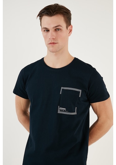 Buratti Bisiklet Yaka Pamuklu Slim Fit Erkek T Shirt 541Rework Lacivert