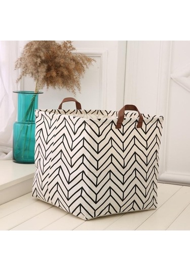 Novahub Geometri Ev Kumaşları Kirli Çamaşırlar & Eşya Saklama Sepeti, Pamuk Ve Keten, Modern Tasarım, 32x32x32cm Diğer