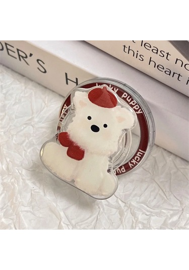 Goldenqian Kore Sevimli Karikatür Köpek Magsafe Manyetik Telefon Griptok Kavrama Tok Standı İphone 15 14 12 Kablosuz Şarj Tutucu Braketi 6 6