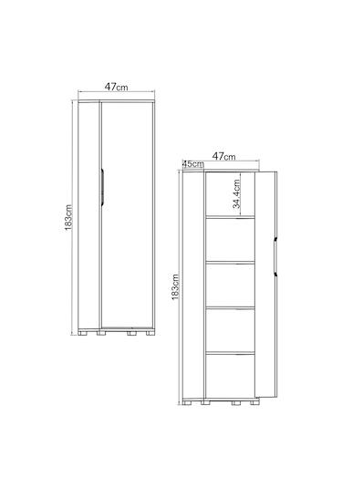 Flora 1 Kapaklı 5 Raflı Gardırop Safir Meşe - Antrasit Elbise Dol