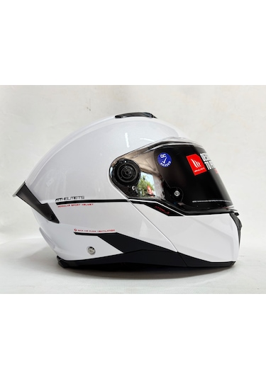 Mt Atom 2 Sv A1 Güneş Vizörlü Çene Açılır Kask Parlak Beyaz