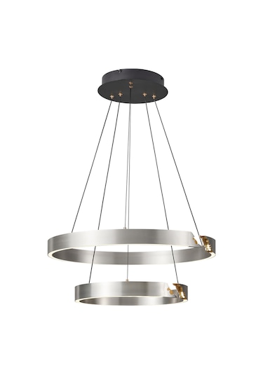 Late Gri İki Katlı Yuvarlak 69 Watt Modern Sarkıt Salon Led Avize Gri