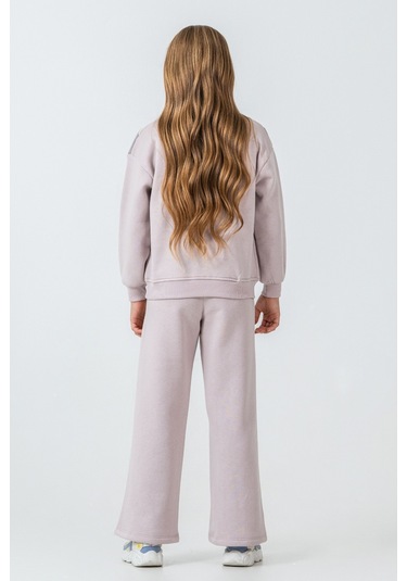 Kız Çocuk Kelebek Detaylı Yarım Fermuarlı 3 İplik Kalın Kışlık Eşofman Takımı Ak4233 Lila Kız Çocuk Kelebek Detaylı Yarım Fermuarlı 3 İplik Kalın Kışlık Eşofman Takımı Ak4233 Lila