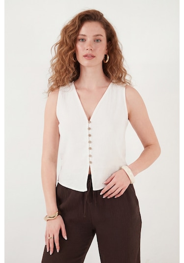 Lela Bayan Yelek 5866661 Ekru