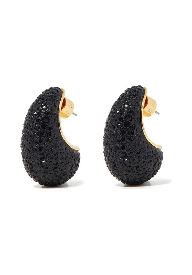 Pave Dome Earrings, Kristalli Kup Tarzı Küpe Siyah