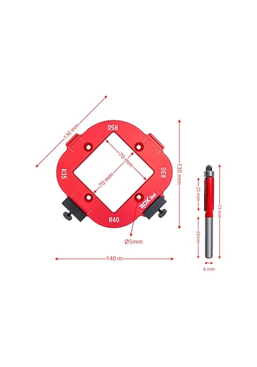 Rox Wood 0282 Alüminyum 4 Açılı Köşe Yönlendirici Freze Şablonu