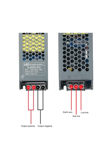Lemestar 24v 200w Led Transformörü - Led Şerit, Işık Kutusu İçin Güç Kaynağı - Ac190-240v Girişli, Alüminyum Kasa, Soğutma Ve Koruma Özellikleri