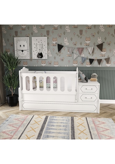 Hayal Modern Büyüyen Beşik Beyaz - Tamamı 1. Kalite Mdf Beyaz