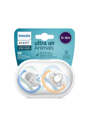 Philips Avent Ultra Air Emzik 2'li 0 - 6 Ay SCF080/05 Mavi - Yeşil
