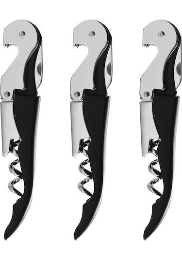 3'lü Paket Tirbuşon Ağır Hizmet Açacağı Seti, Sıvı Kesici Ve Şişe Açacağı Anahtarı Garsonlar İçin, Ev Siyah Çok Renkli