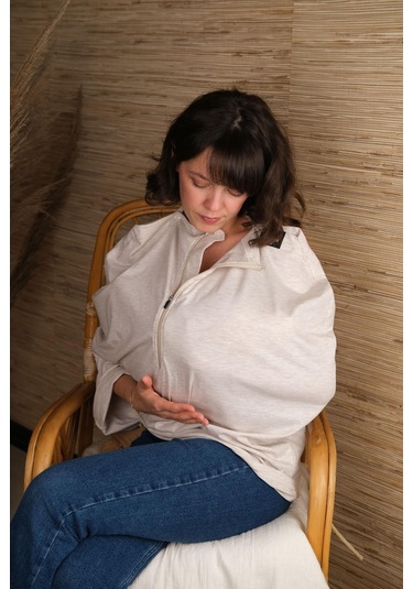 Pamuklu Puset Bebek Arabası Ve Emzirme Örtüsü Bej