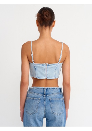 Dilvin Kar Yıkama Denim Top-mavi Mavi
