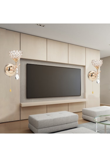 Ximistore9 Modern Metal Kristal Duvar Lambası, Yatak Başı Ve Koridor Aydınlatma, Çekmeli Anahtarlı, E26 Soket, 110v-130v Siyah