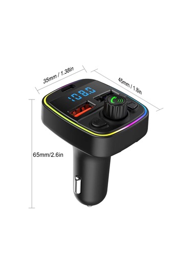 Xindoker Siyah Araç Fm Transmitörü - Bluetooth免提 Araç Mp3 Çalar, Pd Hızlı Şarj + Çift Usb, Fonksiyonel Işıklandırma, Yolculuk Müzik Arkadaşı