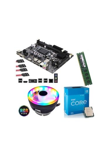 J-Tech İ3-2100 İşlemci + Turbox H61C 1155Pin Anakart  + 16 GB Ram + Rainbow CPU Fan Bundle Set