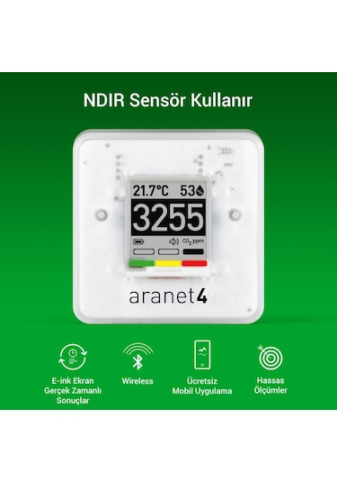 Aranet4 Home Co2 Hava Ölçüm Isı Monitörü