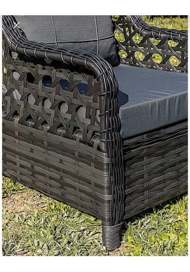 S Collection Rattan Bahçe Takımı Oturma Grubu 3'lü - 7 Kişilik Gri