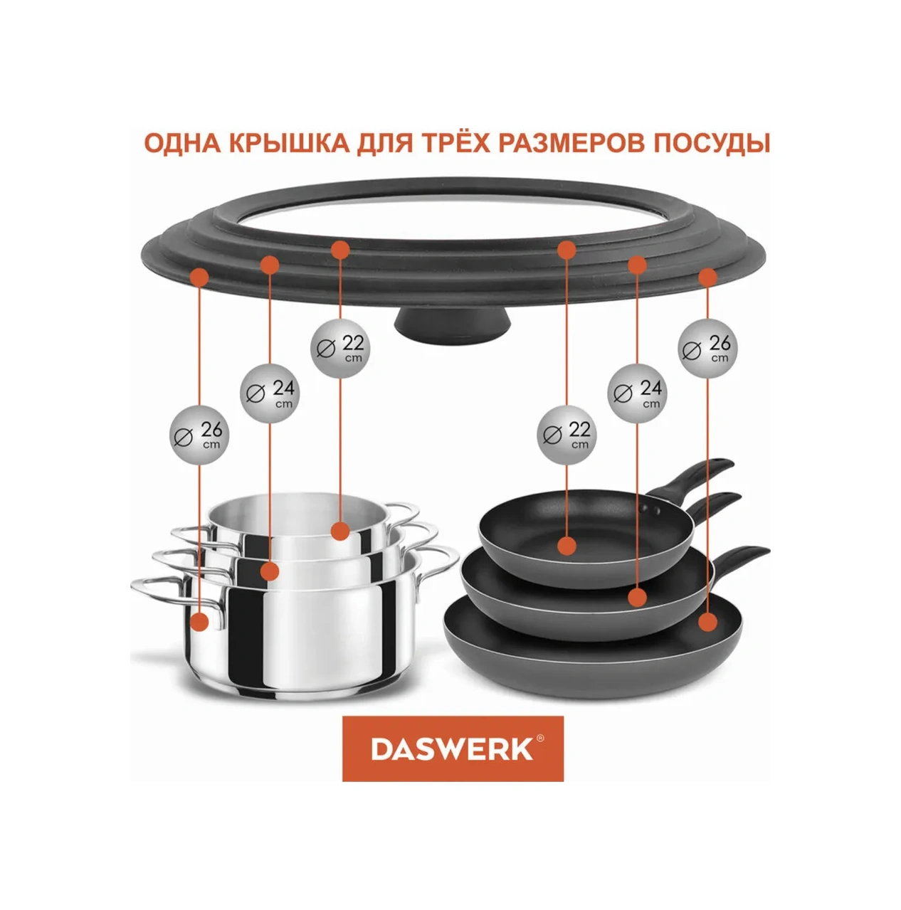 Daswerk Evrensel Silikon Tencere Kapağı 22-24-26 Cm 41670275 Diğer