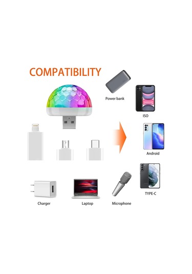 Mini Disko Topu Işığı Usb, Disko Topu Led Parti Lambası, Ses Kontrolü, Disko Parti Işığı, Müzik Kontrollü Disko Işığı Efektleri, Çocuklar İçin Disko Işığı Diğer