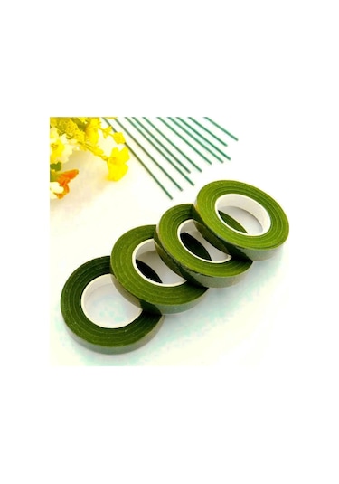 Yapışkanlı Çiçek Bandı - Açık Yeşil - 1cmx35 Metre - Çiçek Teli S