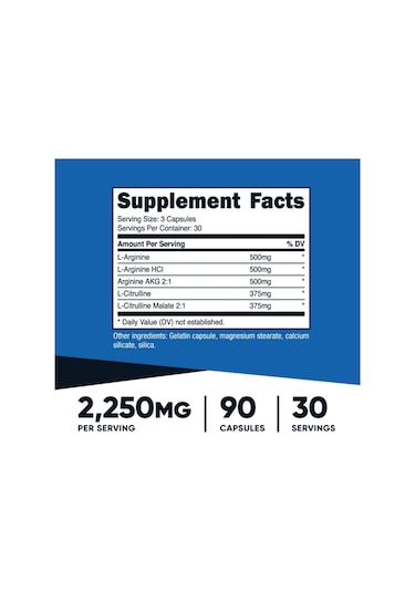 Nutricost Nitrik Oxıde Booster 2250mg, 90 Capsules - 750mg Pe... Aromasız