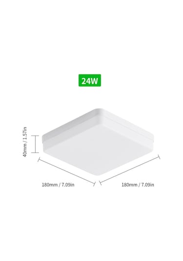 Novahub Parlak Led Tavan Aydınlatma - 24w Kare Avize, Mutfak & Yatak Odası İçin 6500-7000k Beyaz Işık Beyaz