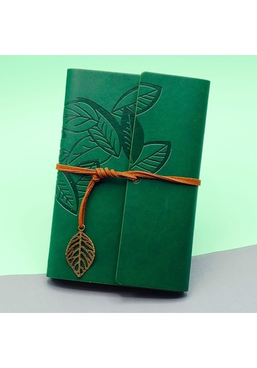 River World Deri Defter Deseni Yeşil Yaprak Çok Renkli