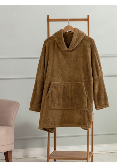 Mulberry Wellsoft Kapşonlu Giyilebilir Tv Battaniyesi Unise x Over Size - Camel