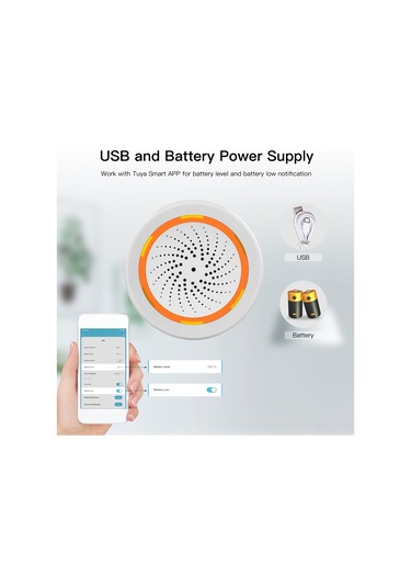 Moveevo Wifi Akıllı Sesli Işık Alarmı, 90db Uzaktan Kontrol, Ev Güvenliği İçin Usb Ve Pil Modu