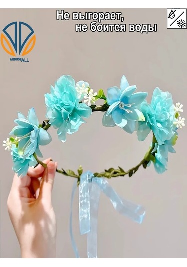 Ahouseall Kadınlar Ve Çocuklar İçin Parlak Çiçekli Taç 219515337 Turkuaz