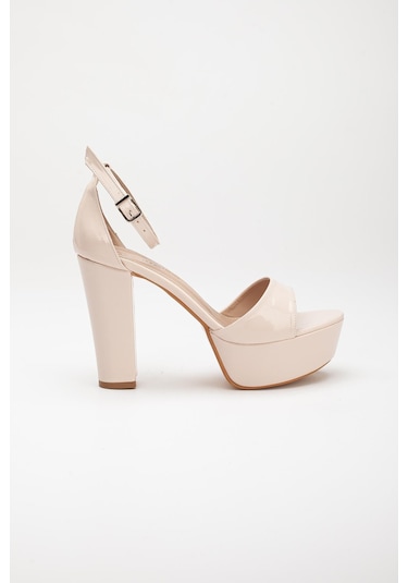 Tek Bant Rugan Ten Kadın Platform Topuklu Abiye Ayakkabı 2384 Ten