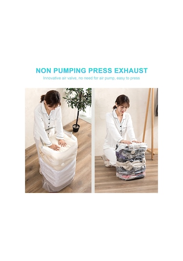 Reedark Ev İçi Kıyafet Battaniye Saklama Torbası - Vakumlu Kompresyonlu, Hava Çekme Gereksinimi Yok, 2 Boyut Seçeneği Orta/büyük , Sayfa Tasarrufu Sağlar Beyaz