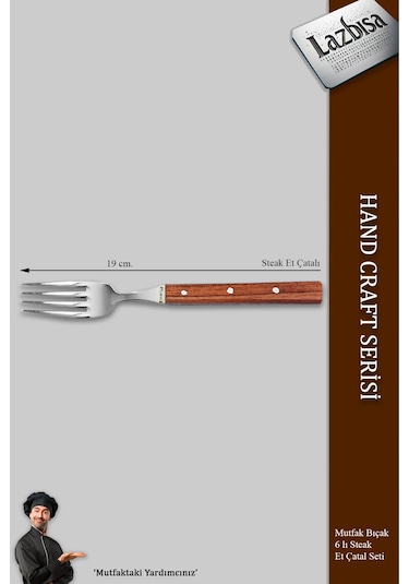 Hand Craft Serisi 6 Parça Steak Et Kahvaltı Yemek Çatalı Mft-865 Gül